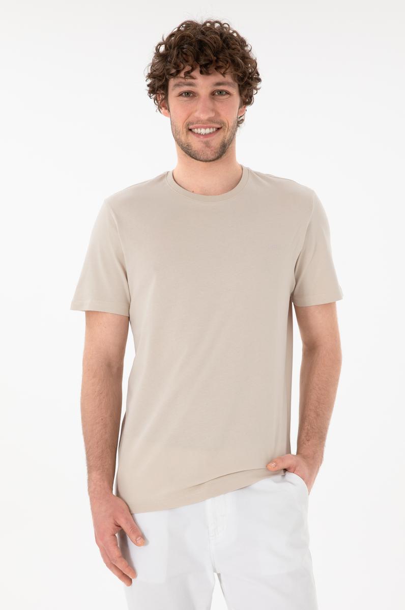 Erkek Regular Fit Bisiklet Yaka Taş Basic Tişört