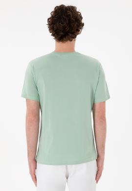 Erkek Regular Fit Bisiklet Yaka Su Yeşili Basic Tişört - 50305985117