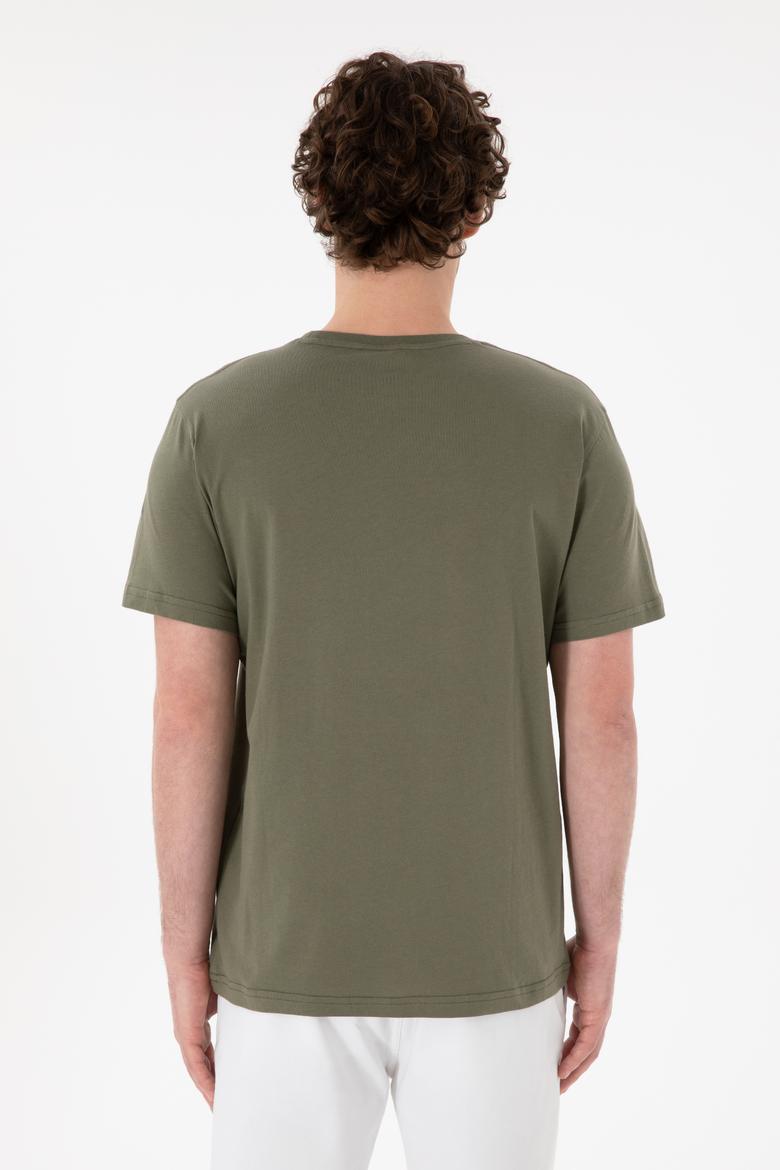 Erkek Regular Fit Bisiklet Yaka Koyu Haki Basic Tişört - 50305985211