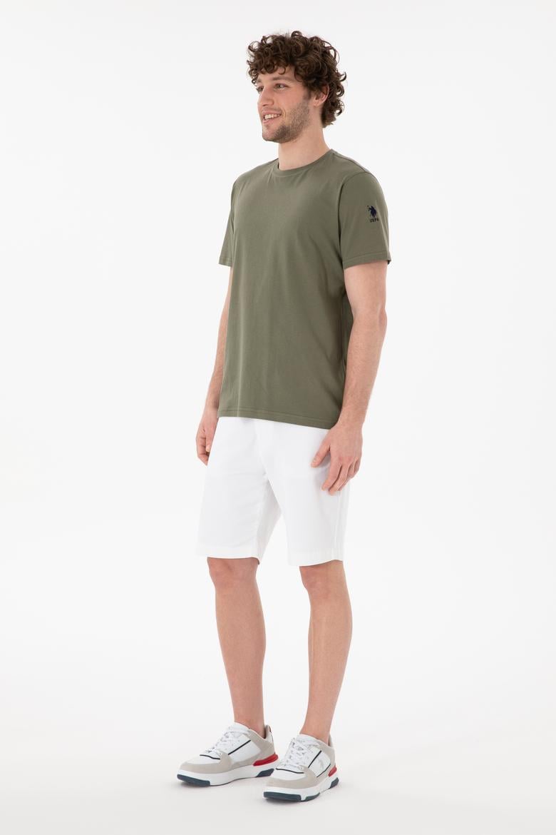 Erkek Regular Fit Bisiklet Yaka Koyu Haki Basic Tişört - 50305985211