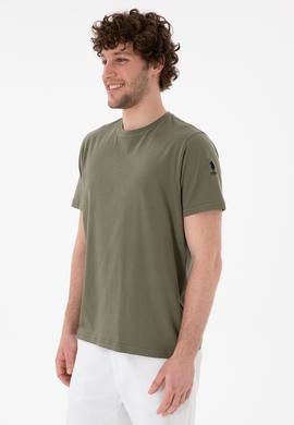 Erkek Regular Fit Bisiklet Yaka Koyu Haki Basic Tişört - 50305985211