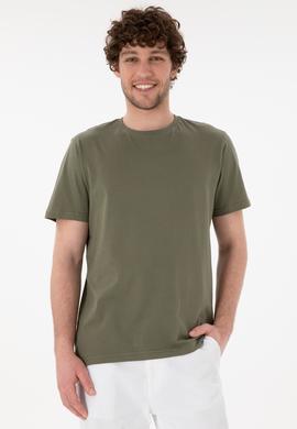 Erkek Regular Fit Bisiklet Yaka Koyu Haki Basic Tişört - 50305985211