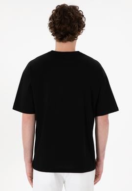 Erkek Comfort Fit Bisiklet Yaka Siyah Merserize Basic Tişört - 50313089009