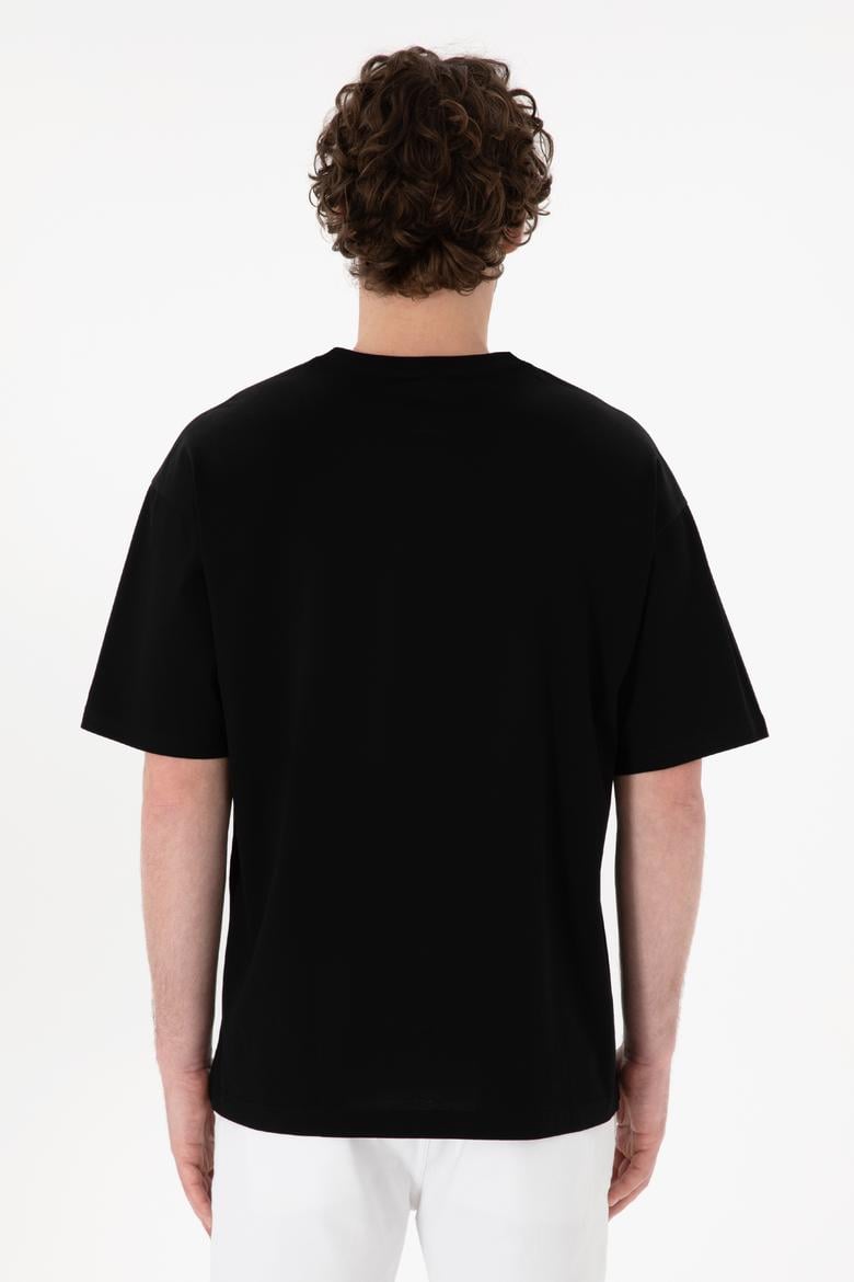 Erkek Comfort Fit Bisiklet Yaka Siyah Merserize Basic Tişört - 50313089009