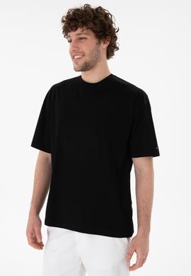 Erkek Comfort Fit Bisiklet Yaka Siyah Merserize Basic Tişört - 50313089009