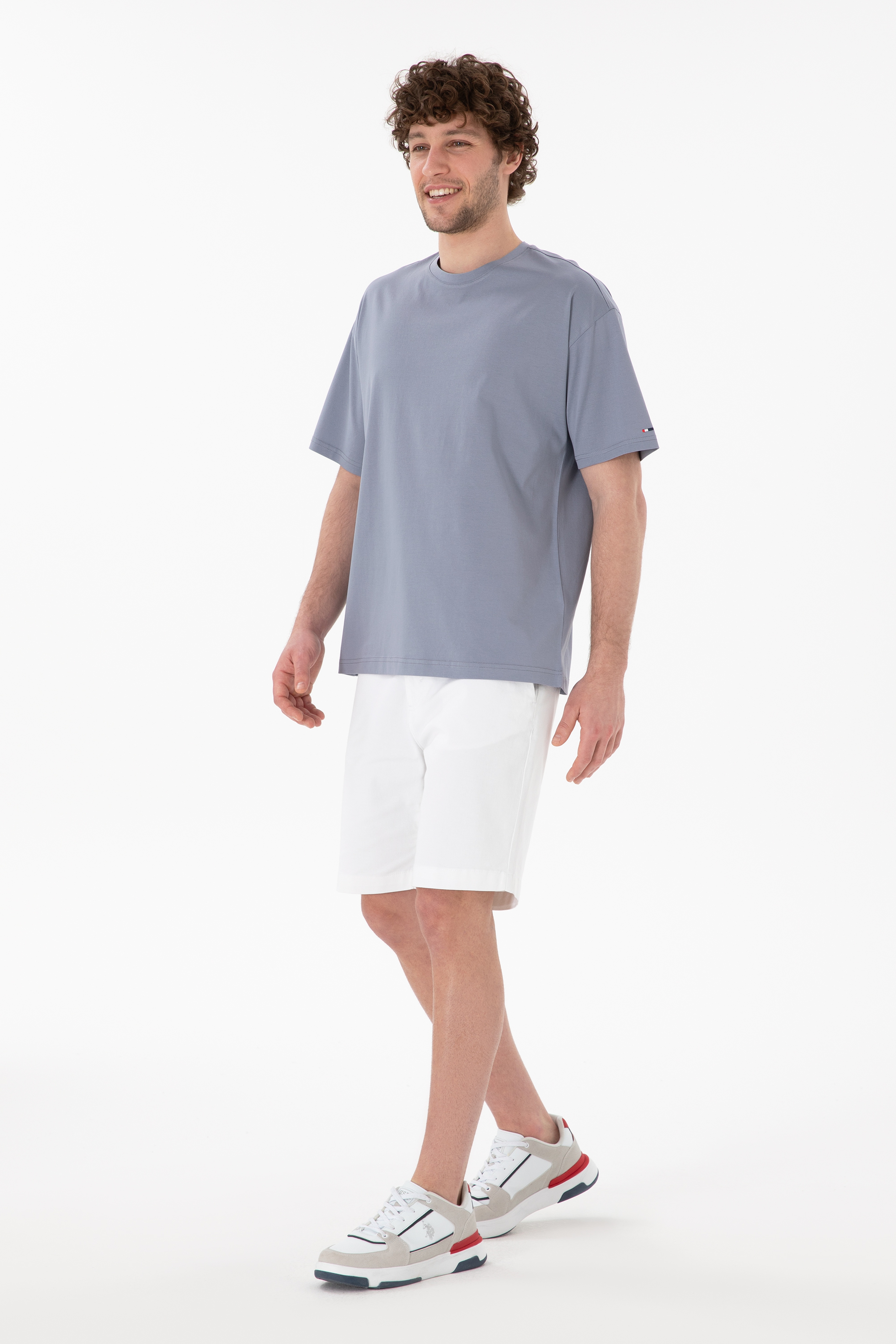 Erkek Comfort Fit Bisiklet Yaka Mavi Merserize Basic Tişört
