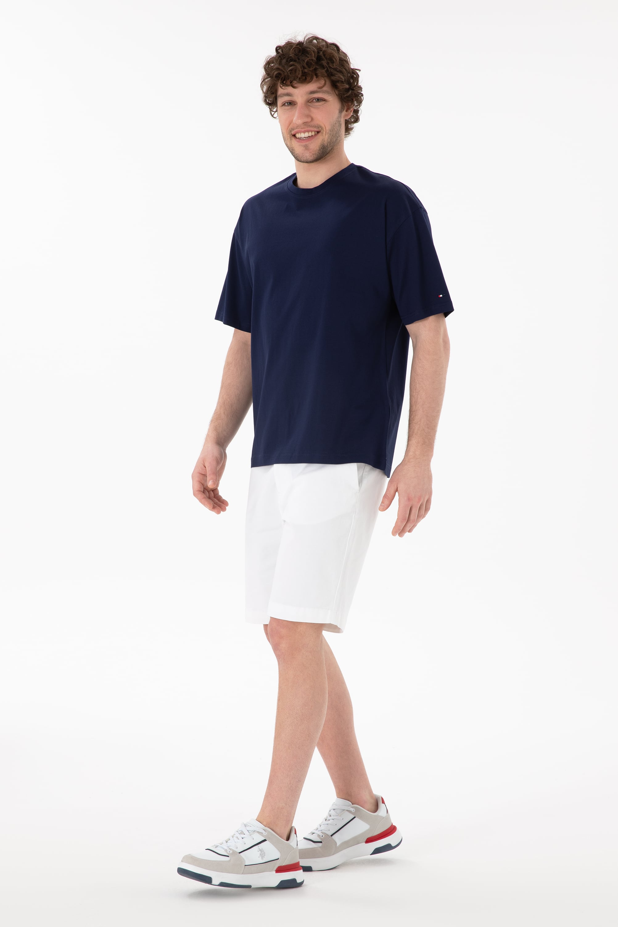 Erkek Comfort Fit Bisiklet Yaka Lacivert Merserize Basic Tişört