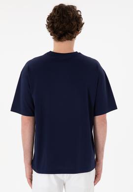 Erkek Comfort Fit Bisiklet Yaka Lacivert Merserize Basic Tişört - 50313089019