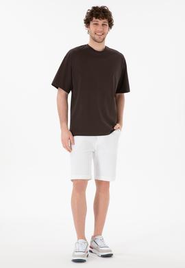 Erkek Comfort Fit Bisiklet Yaka Kahverengi Merserize Basic Tişört - 50313089049