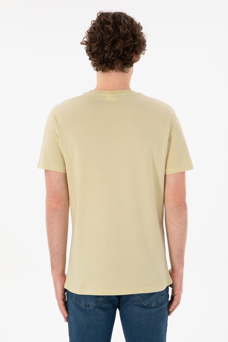 Erkek Regular Fit Bisiklet Yaka Açık Haki Basic Tişört - 50305924161