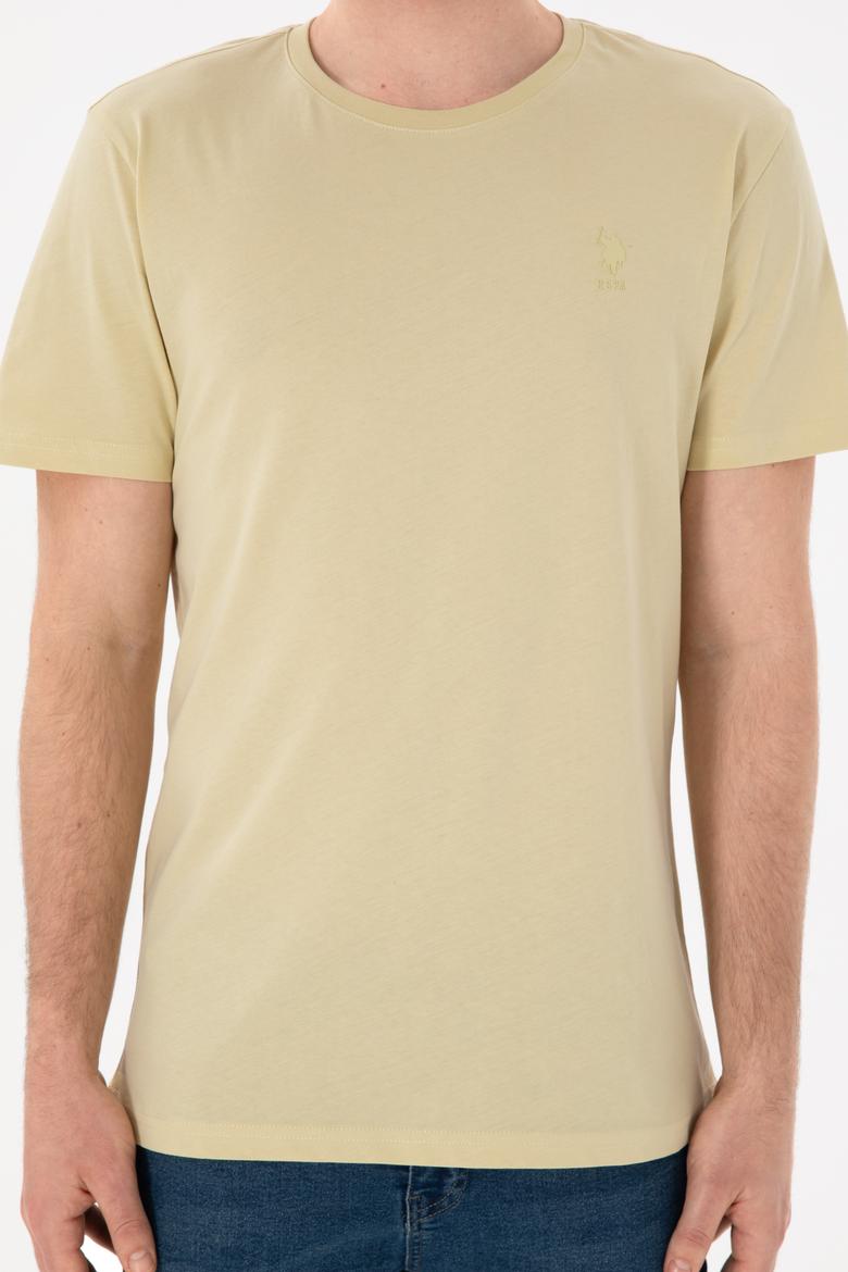 Erkek Regular Fit Bisiklet Yaka Açık Haki Basic Tişört - 50305924161