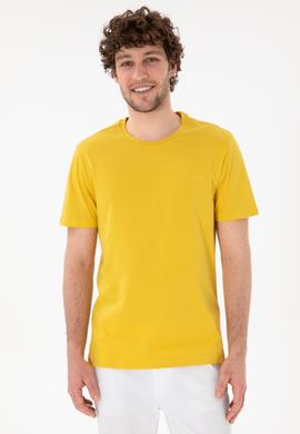 Erkek Regular Fit Bisiklet Yaka Sarı Basic Tişört - 50305928201