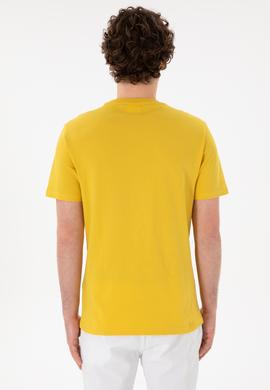 Erkek Regular Fit Bisiklet Yaka Sarı Basic Tişört - 50305928201