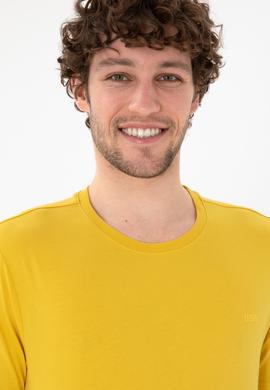 Erkek Regular Fit Bisiklet Yaka Sarı Basic Tişört - 50305928201