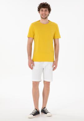 Erkek Regular Fit Bisiklet Yaka Sarı Basic Tişört - 50305928201