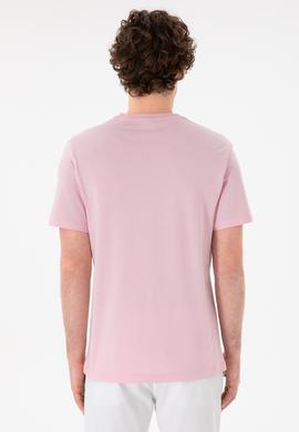 Erkek Regular Fit Bisiklet Yaka Açık Pembe Basic Tişört - 50305928226