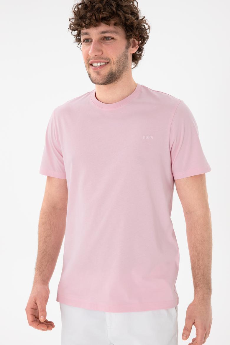 Erkek Regular Fit Bisiklet Yaka Açık Pembe Basic Tişört - 50305928226