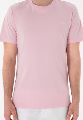 Erkek Regular Fit Bisiklet Yaka Açık Pembe Basic Tişört - 50305928226
