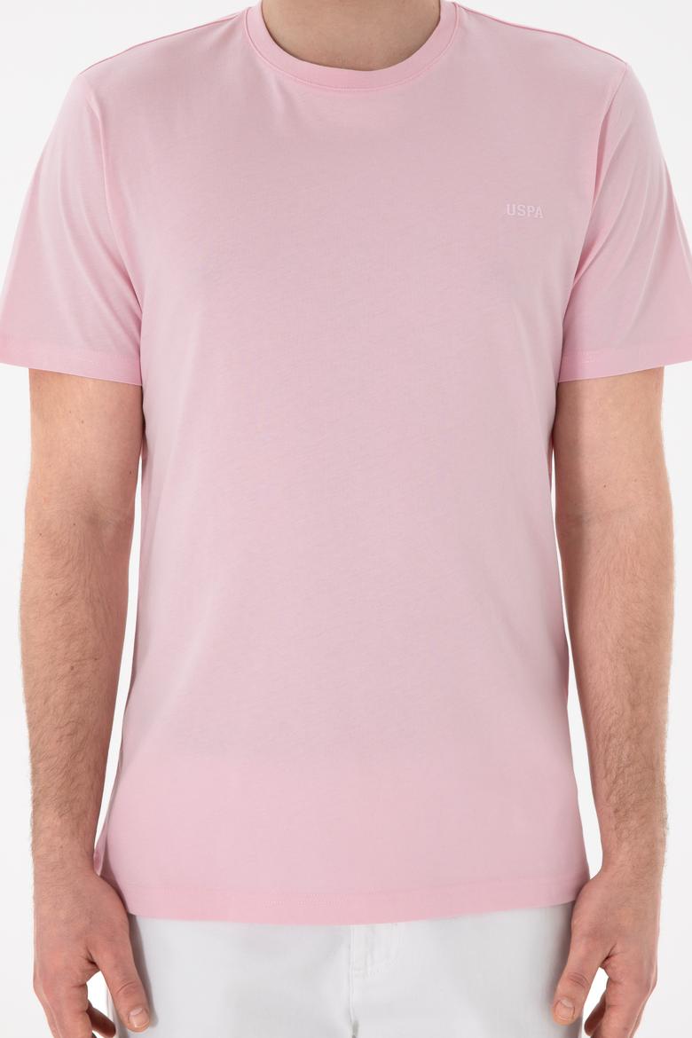 Erkek Regular Fit Bisiklet Yaka Açık Pembe Basic Tişört - 50305928226