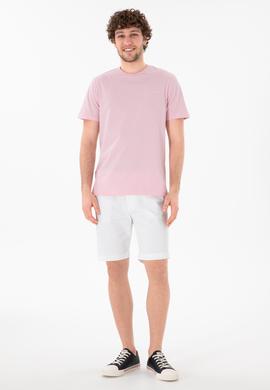 Erkek Regular Fit Bisiklet Yaka Açık Pembe Basic Tişört - 50305928226