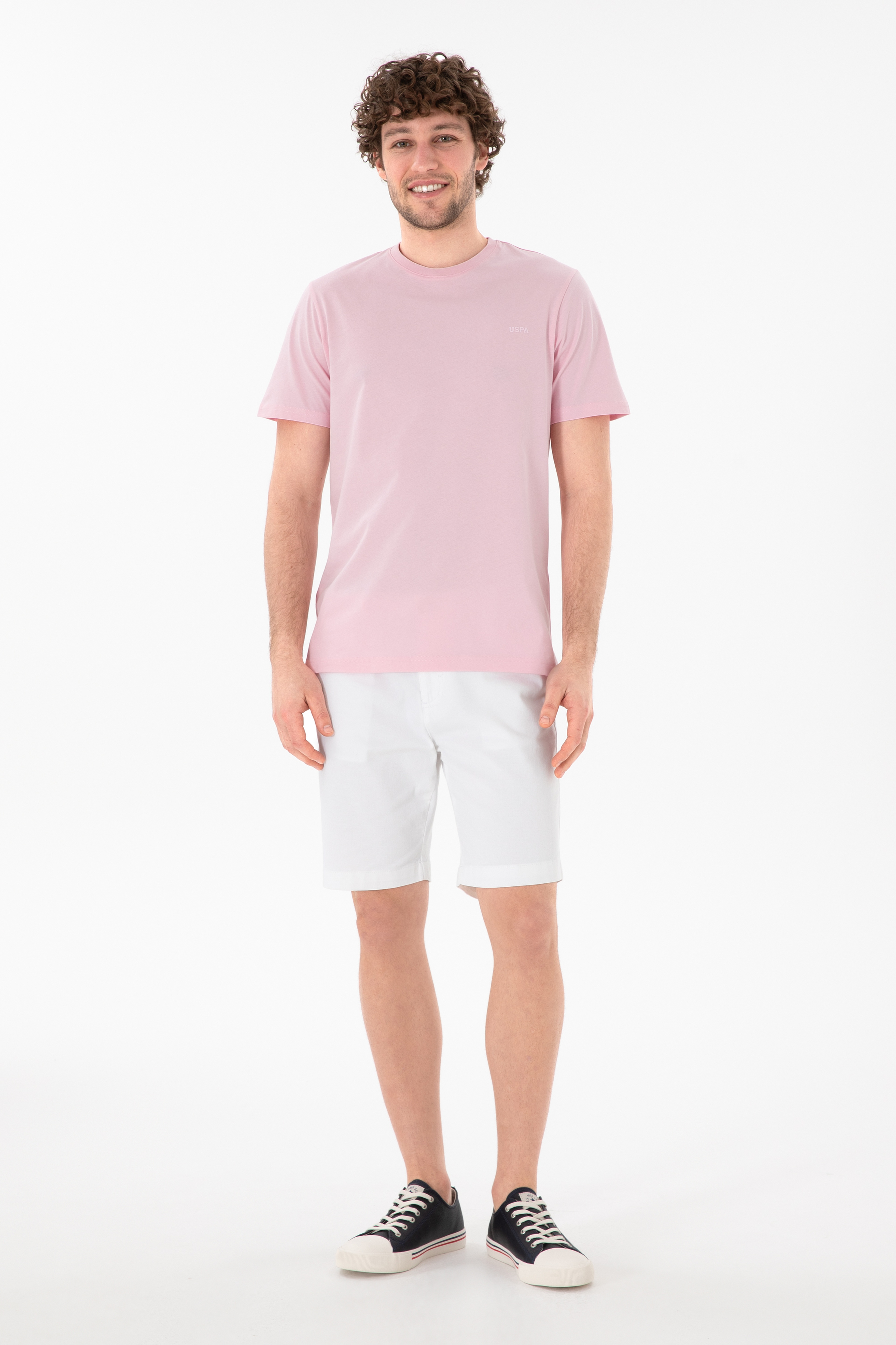 Erkek Regular Fit Bisiklet Yaka Açık Pembe Basic Tişört - Image 5