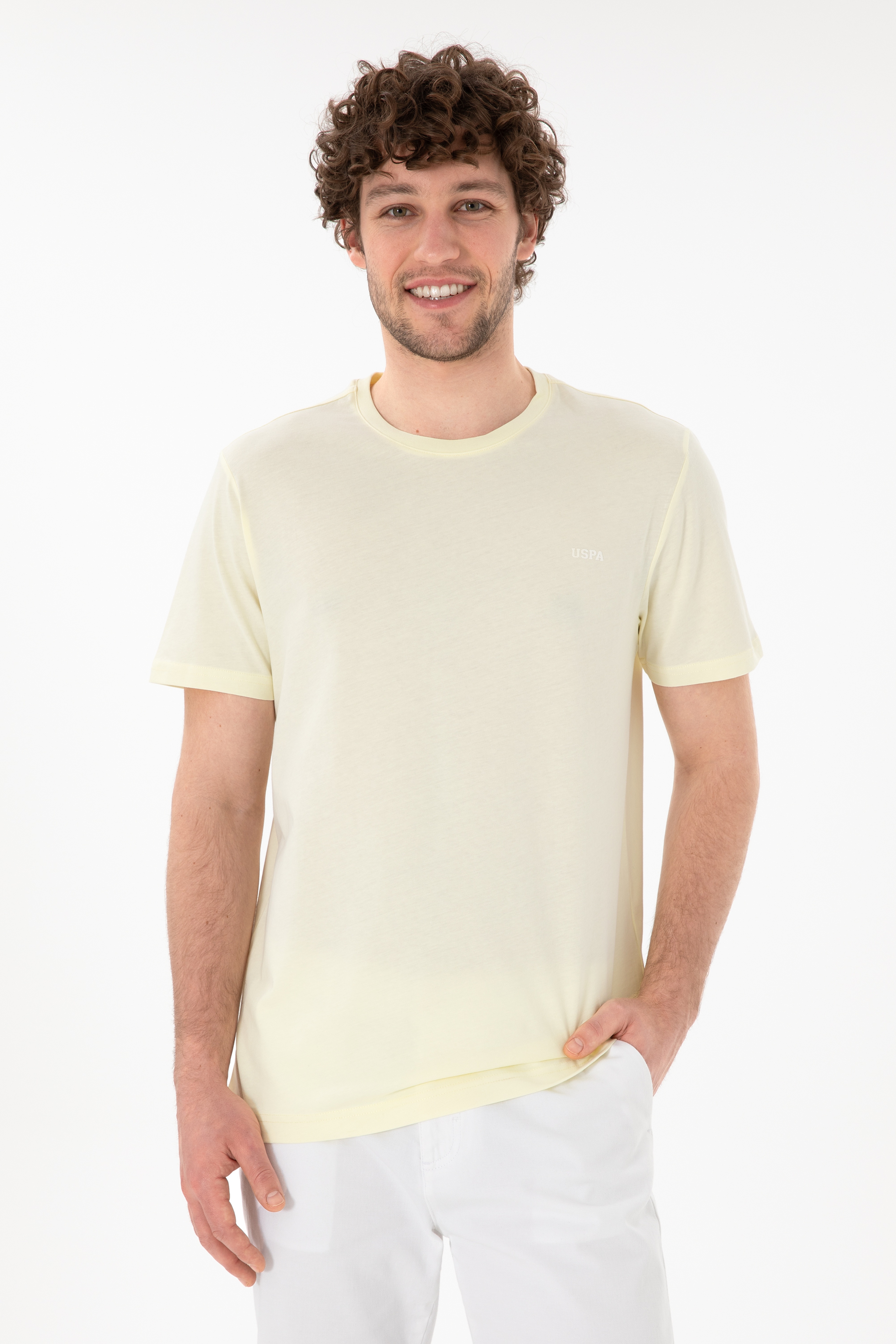 Erkek Regular Fit Bisiklet Yaka Limon Basic Tişört - Image 1