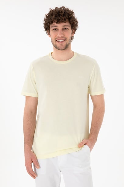 Erkek Regular Fit Bisiklet Yaka Limon Basic Tişört