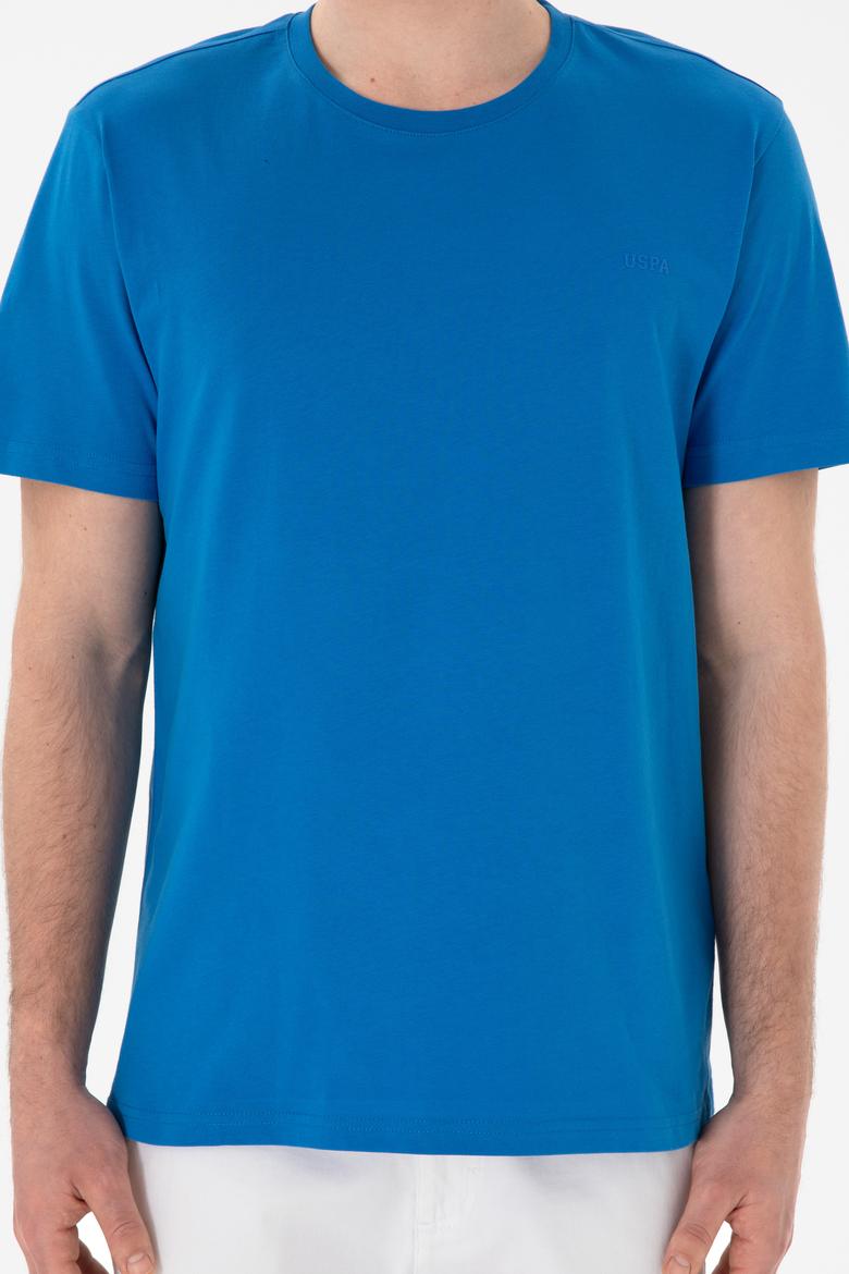 Erkek Regular Fit Bisiklet Yaka Kobalt Mavi Basic Tişört - 50305928247