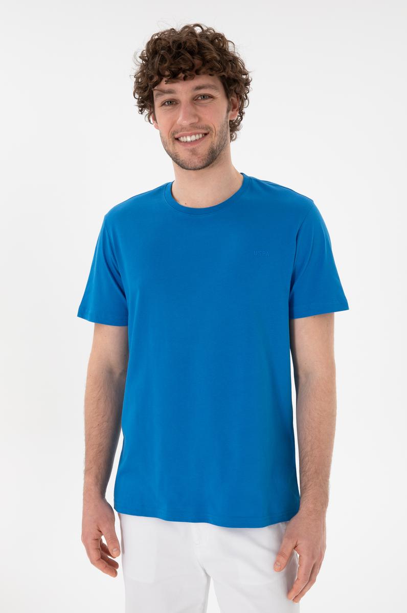Erkek Regular Fit Bisiklet Yaka Kobalt Mavi Basic Tişört