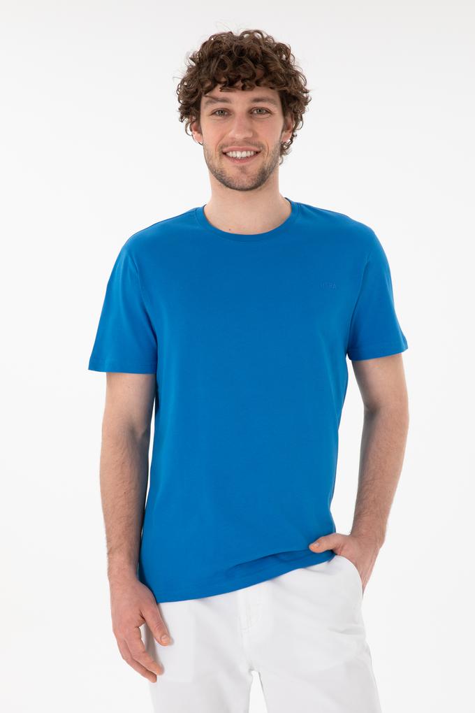 Erkek Regular Fit Bisiklet Yaka Kobalt Mavi Basic Tişört