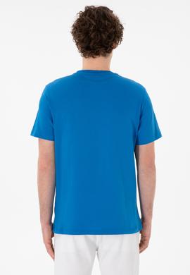 Erkek Regular Fit Bisiklet Yaka Kobalt Mavi Basic Tişört - 50305928247