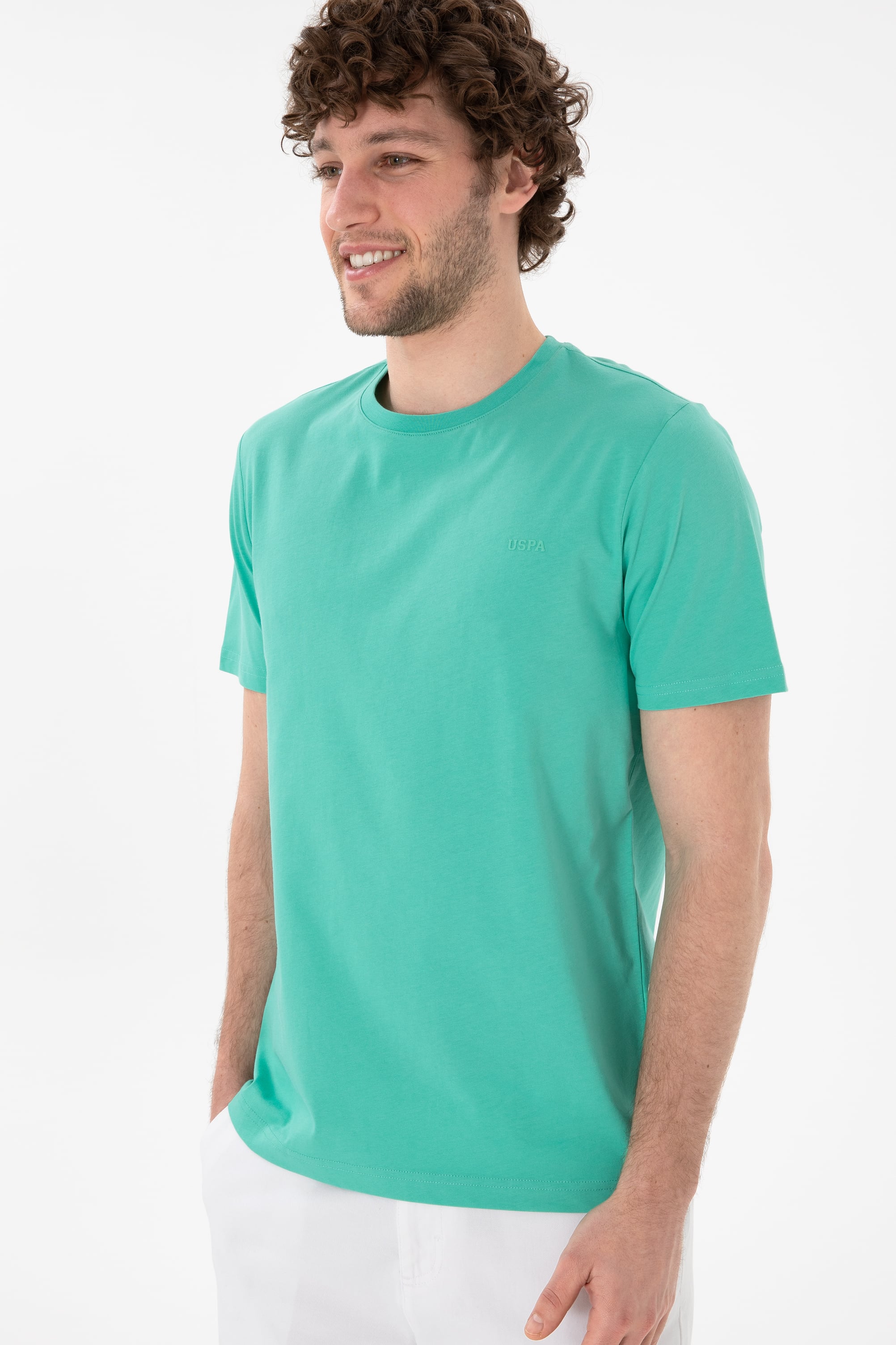 Erkek Regular Fit Bisiklet Yaka Mint Basic Tişört - Image 4