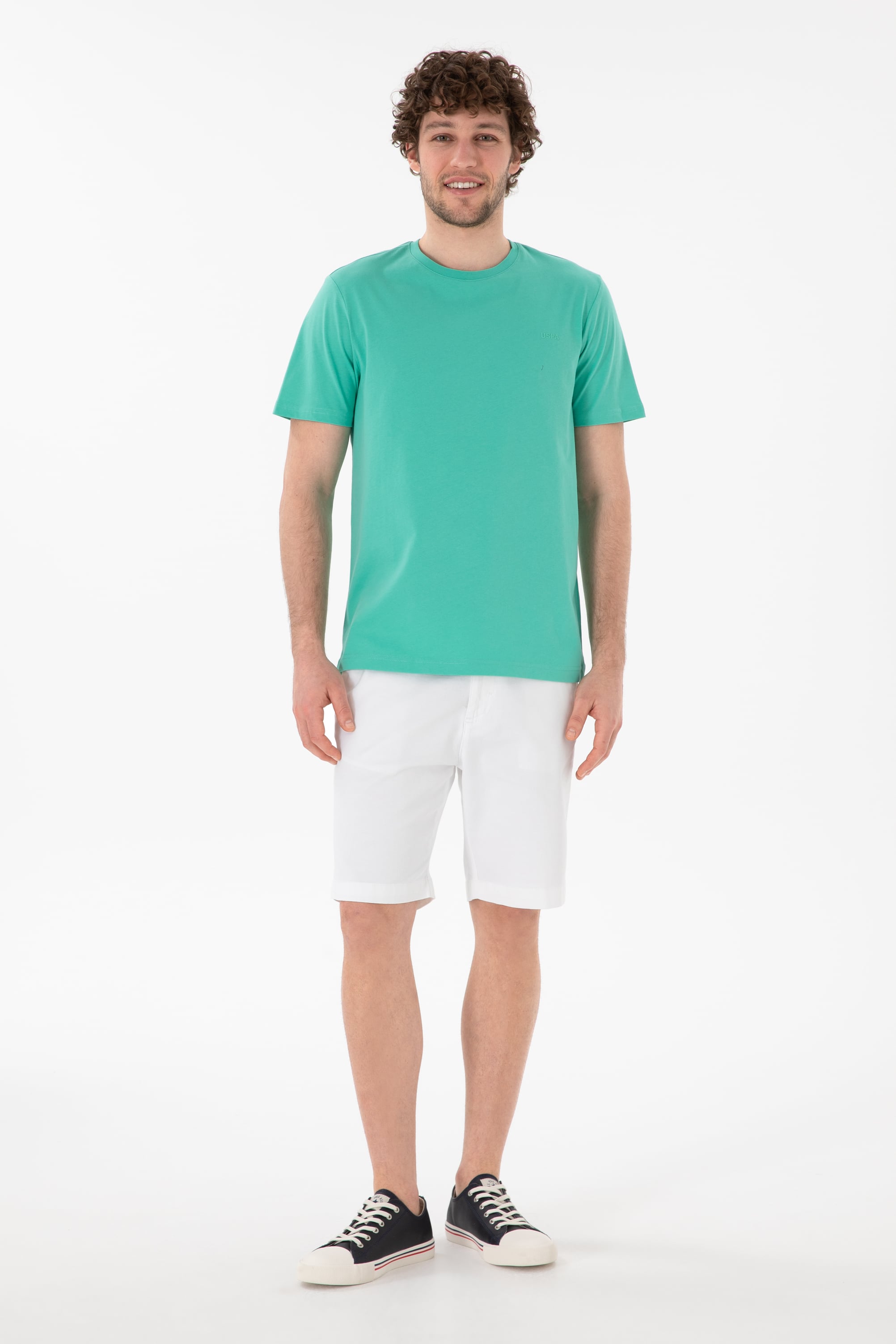Erkek Regular Fit Bisiklet Yaka Mint Basic Tişört