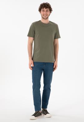 Erkek Regular Fit Bisiklet Yaka Haki Basic Tişört - 50305924159
