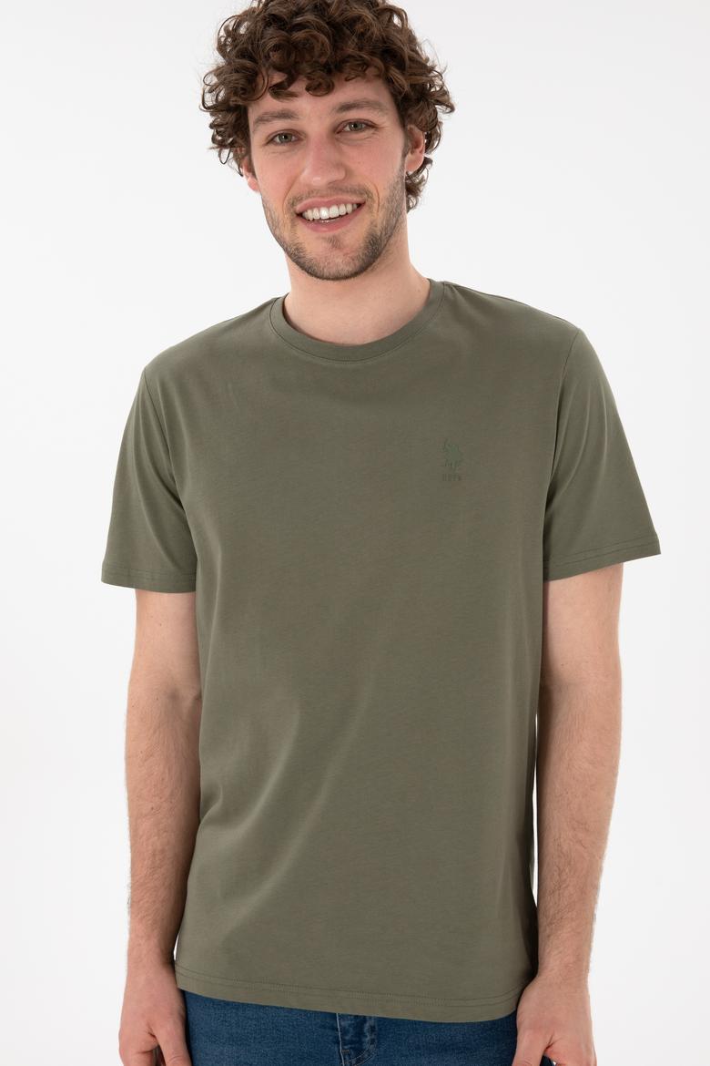 Erkek Regular Fit Bisiklet Yaka Haki Basic Tişört - 50305924159