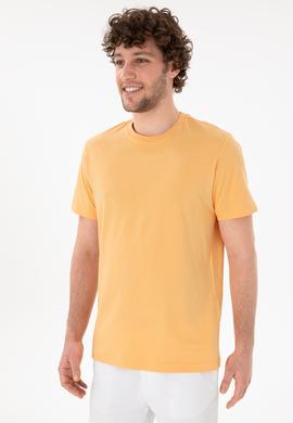 Erkek Regular Fit Bisiklet Yaka Turuncu Basic Tişört - 50305928197