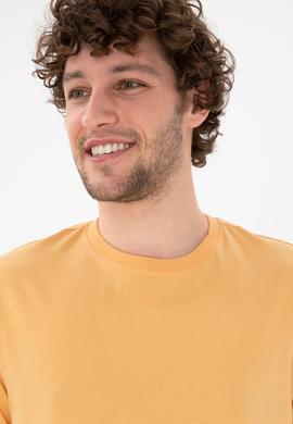 Erkek Regular Fit Bisiklet Yaka Turuncu Basic Tişört - 50305928197