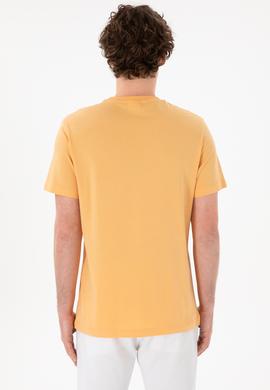 Erkek Regular Fit Bisiklet Yaka Turuncu Basic Tişört - 50305928197