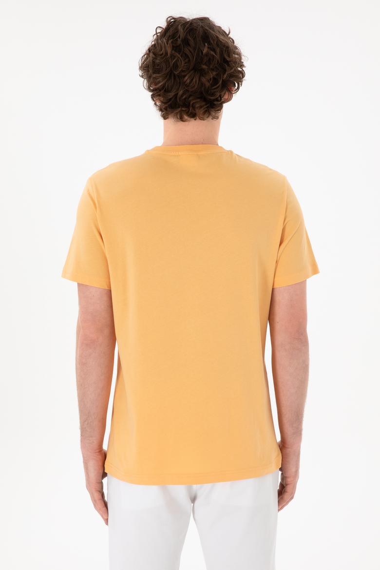Erkek Regular Fit Bisiklet Yaka Turuncu Basic Tişört - 50305928197