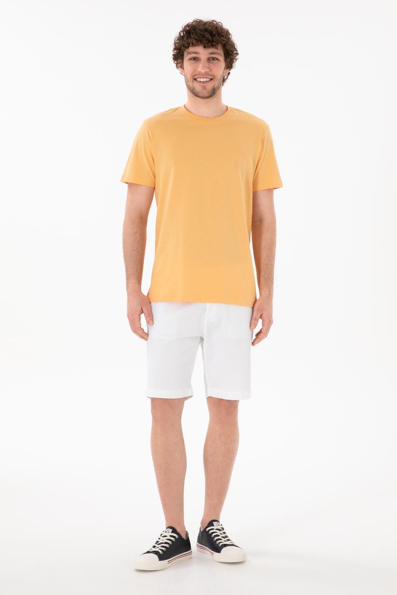 Erkek Regular Fit Bisiklet Yaka Turuncu Basic Tişört - 50305928197