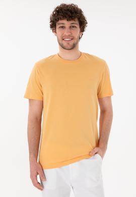 Erkek Regular Fit Bisiklet Yaka Turuncu Basic Tişört - 50305928197