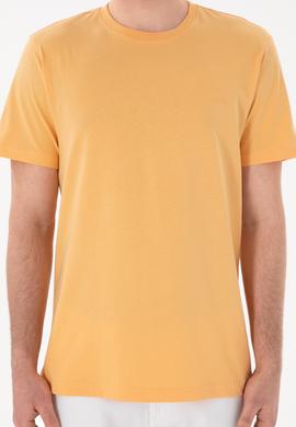 Erkek Regular Fit Bisiklet Yaka Turuncu Basic Tişört - 50305928197