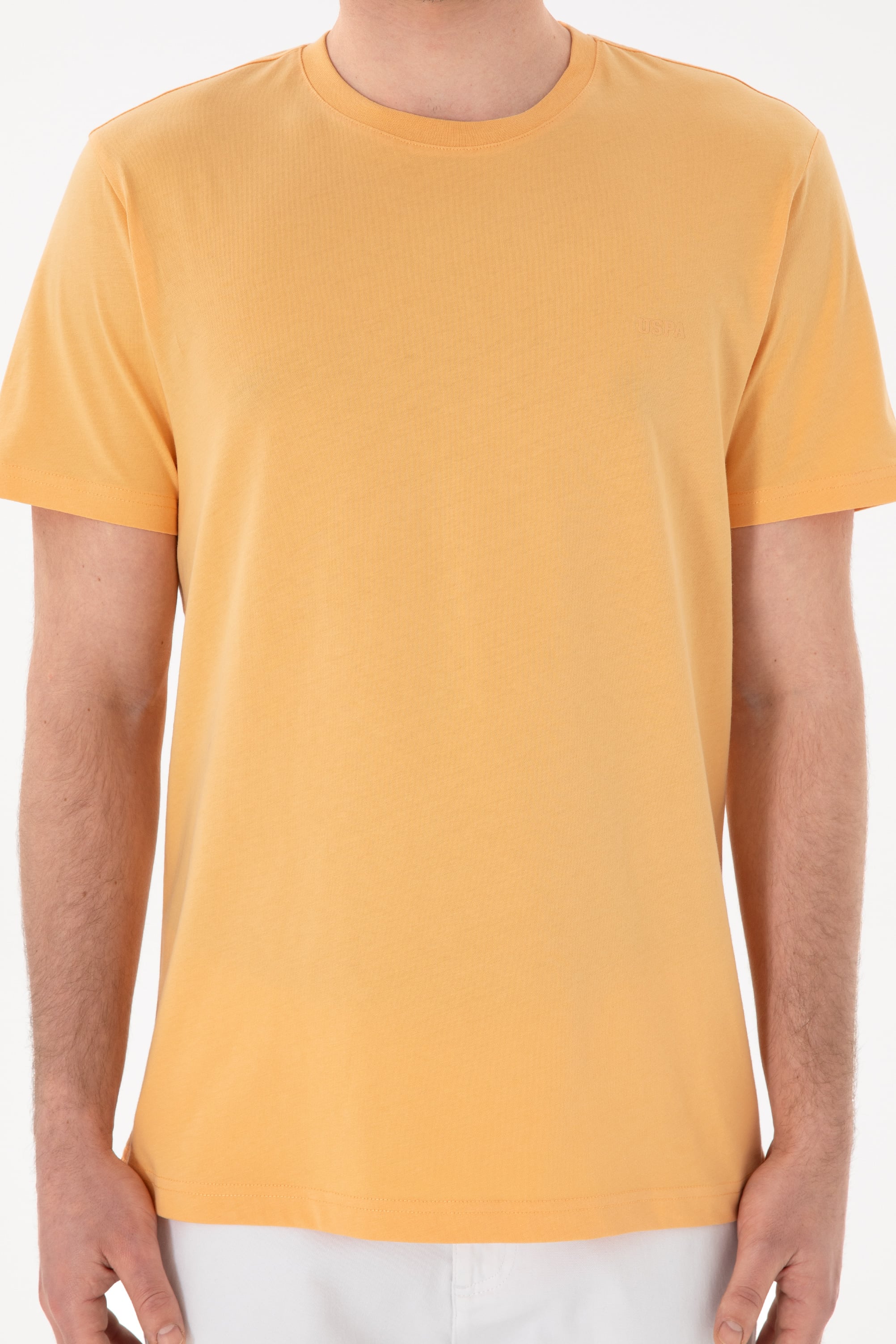 Erkek Regular Fit Bisiklet Yaka Turuncu Basic Tişört