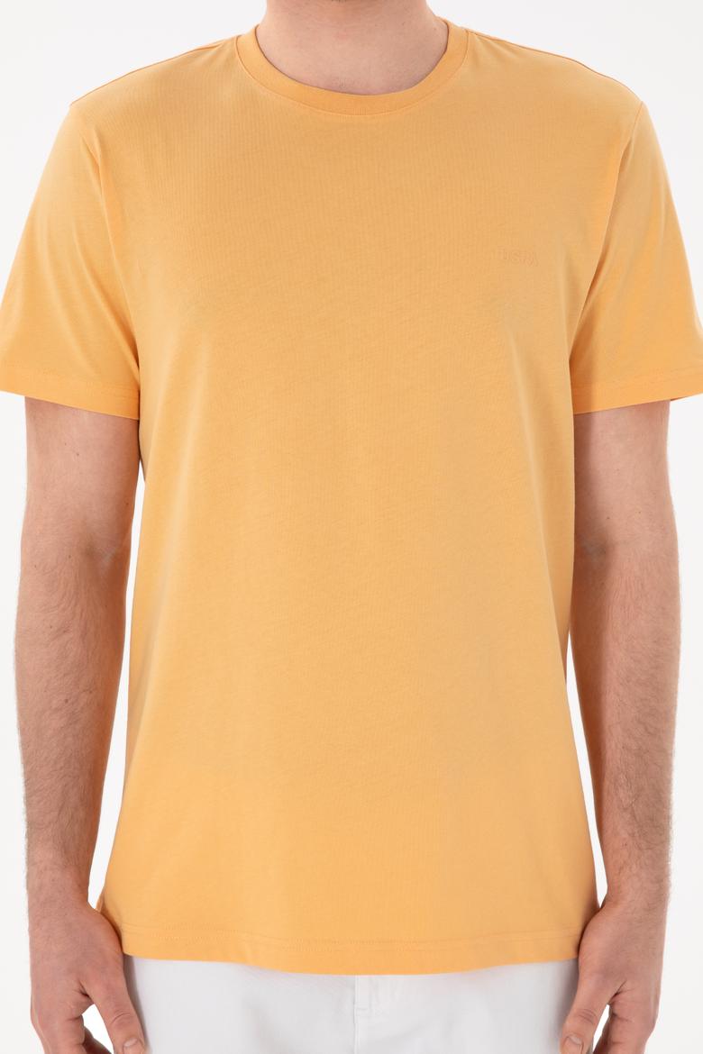 Erkek Regular Fit Bisiklet Yaka Turuncu Basic Tişört - 50305928197