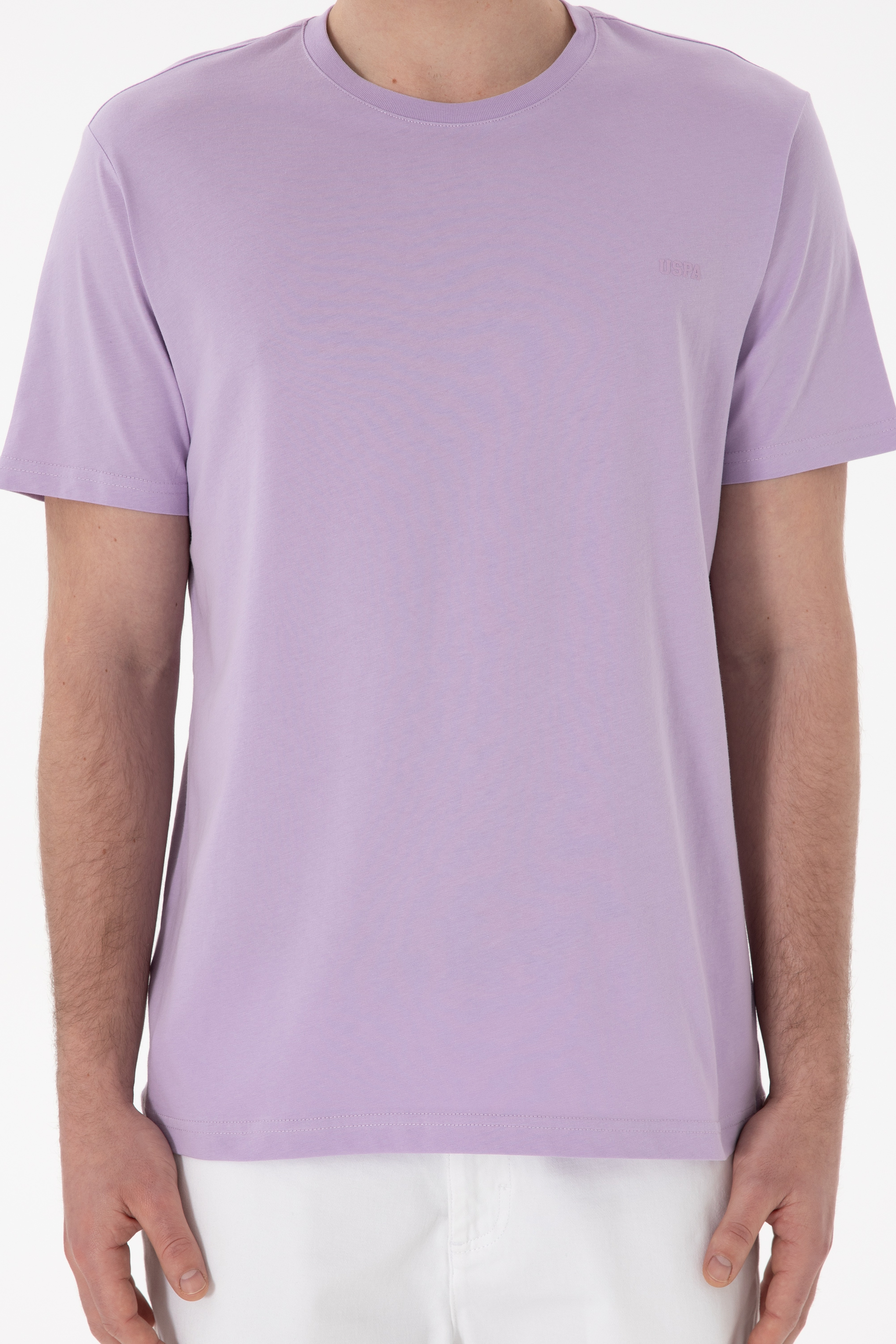 Erkek Regular Fit Bisiklet Yaka Lila Basic Tişört - Image 7