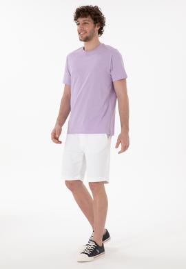 Erkek Regular Fit Bisiklet Yaka Lila Basic Tişört - 50305928066