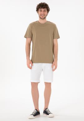 Erkek Regular Fit Bisiklet Yaka Haki Basic Tişört - 50305928041