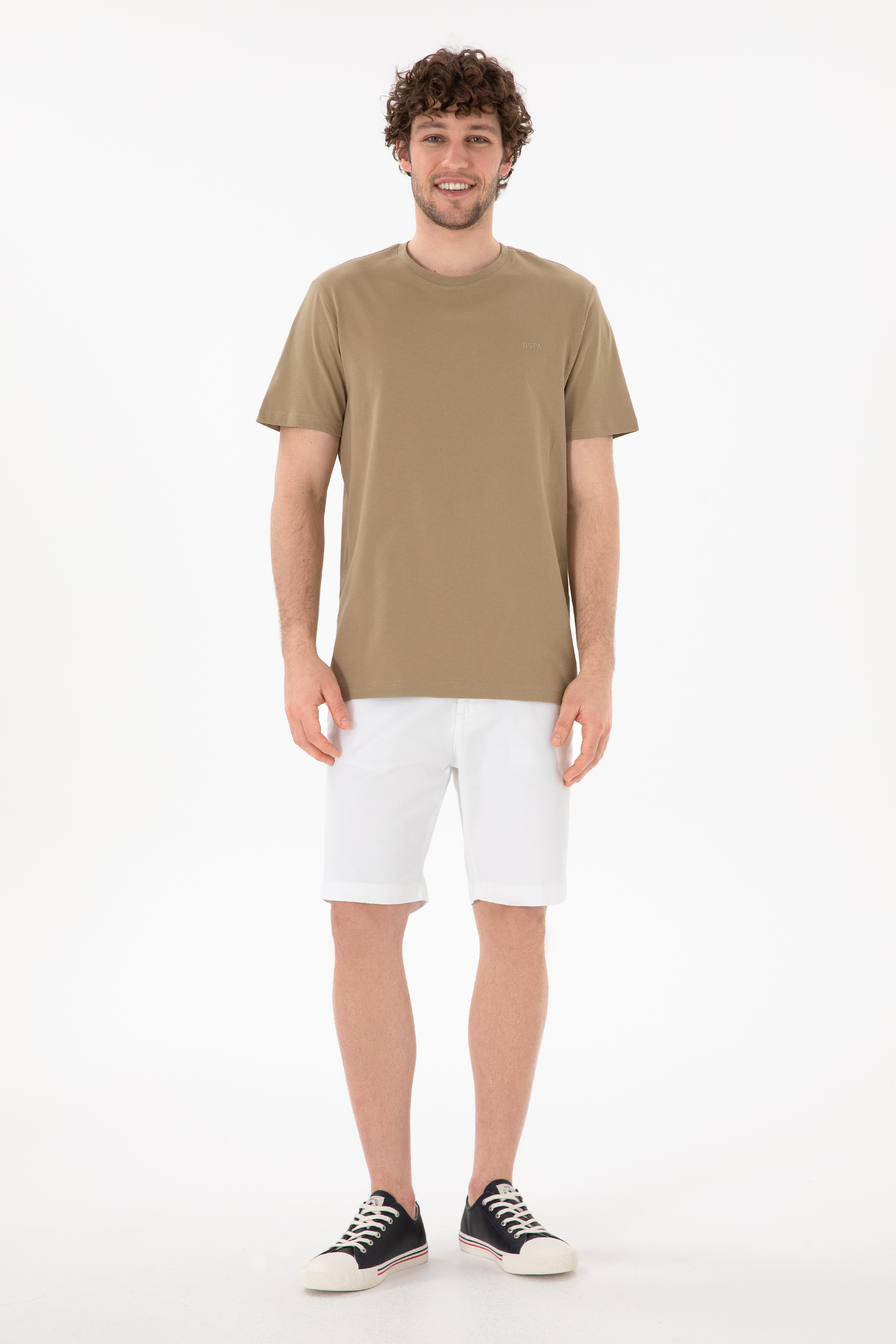 Erkek Regular Fit Bisiklet Yaka Haki Basic Tişört - Image 5