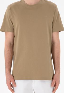 Erkek Regular Fit Bisiklet Yaka Haki Basic Tişört - 50305928041