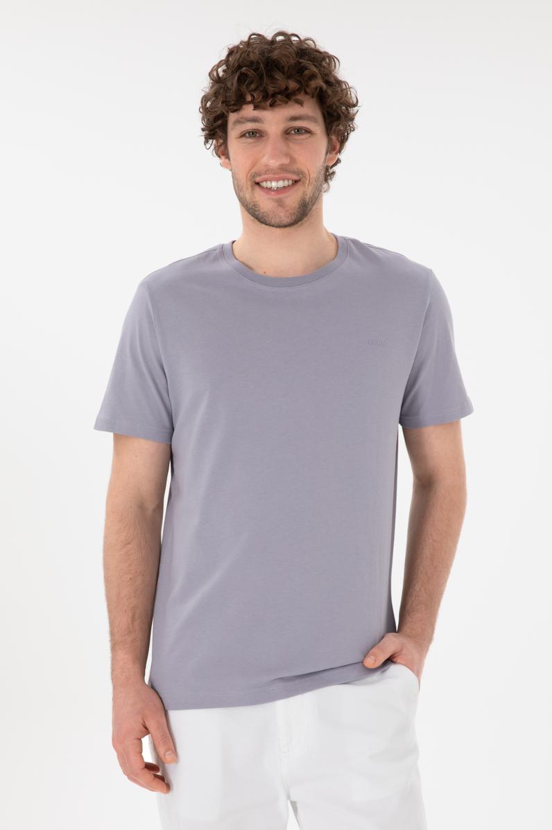 Erkek Regular Fit Bisiklet Yaka Gri Basic Tişört